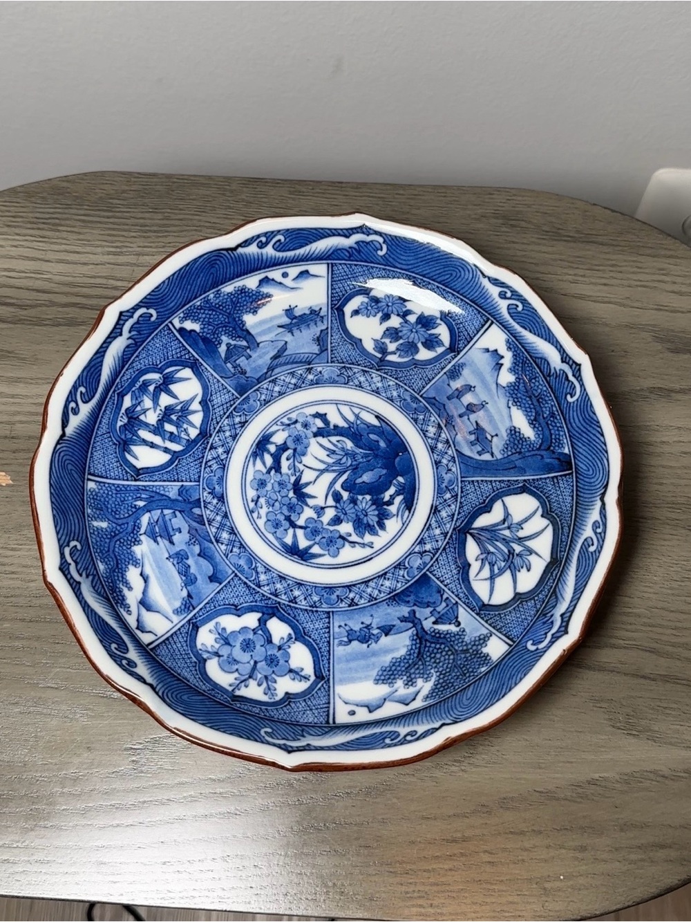 VTG Andrea by Sadek Cobalt Blue & White Japanese Soup Bowl Plate/Low Bowl 8.5”